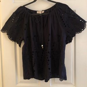 Black Eyelet Short Sleeve Michael Michael Kors top